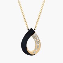 Black gold, yellow gold and diamond necklace